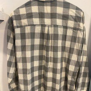 Maeve Anthropology button down long sleeve shirt grey and white gingham